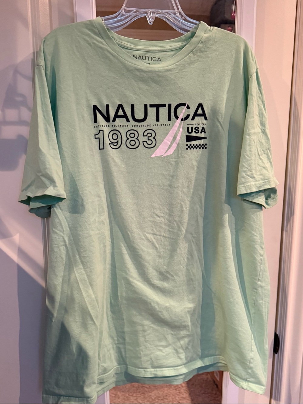 ⛵ ⛵ Nautica 1983 Logo Tee • EUC • Men’s 2XL • Mint Green